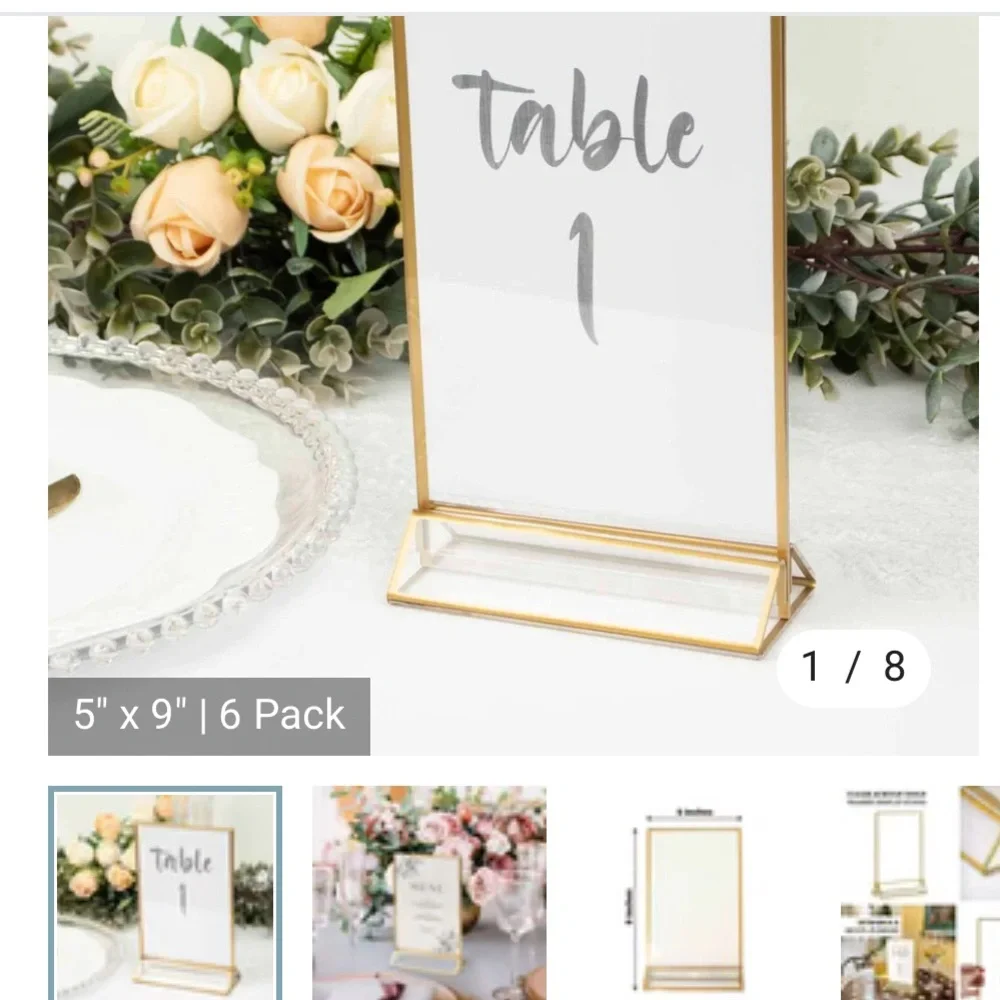 Elegant Gold Picture Frame Accents 6 pack plus 1 wedding bridal prom party